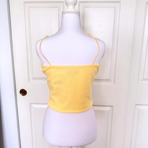 Love Tree Cami Top Women Large Yellow Spaghetti Strap Square Neck NWT - Picture 3 of 8